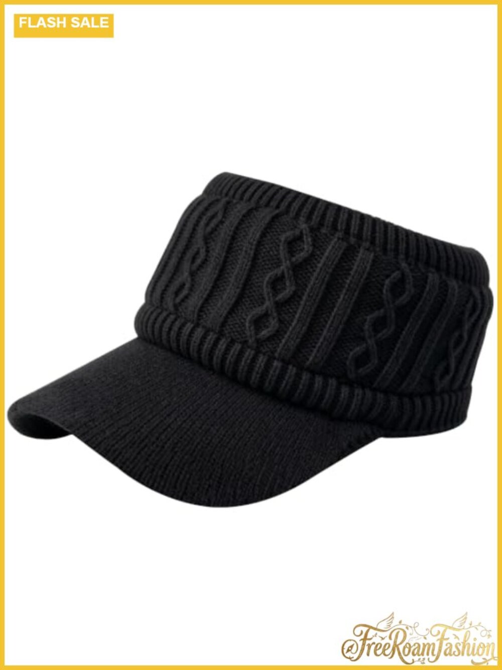 Knitted Ponytail Beanie Visor Hat Ear Flaps High Bun Winter Skull Cap